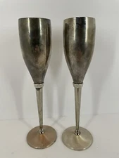 Things Remembered Wine Champagne Glasses Silver Plate Swarovski
