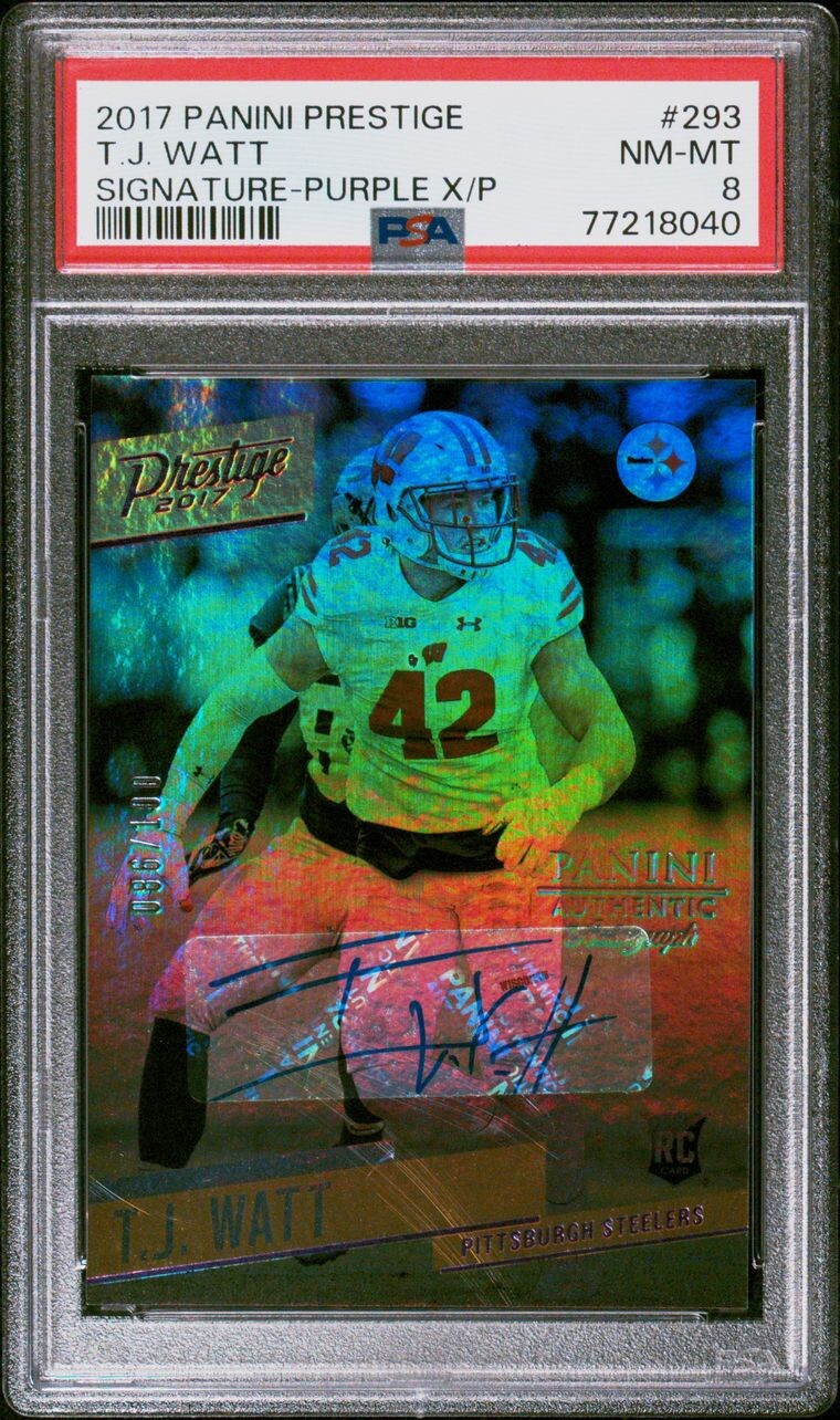 TJ Watt Panini Prestige #293 Signature-Purple Xtra Points
