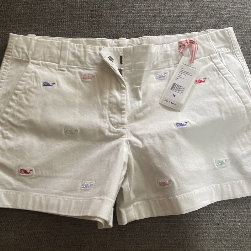Vineyard Vines kids white shorts sz 16 multicolor whales