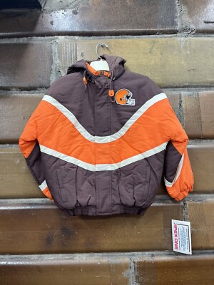 Vintage 90s Cleveland Browns NFL Apex One Coat Jacket Youth Kids M NWT Pro Line