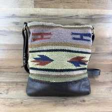 Raj Anthropologie Purse Crossbody Rug Bag Woven Tribal Western Leather Boho