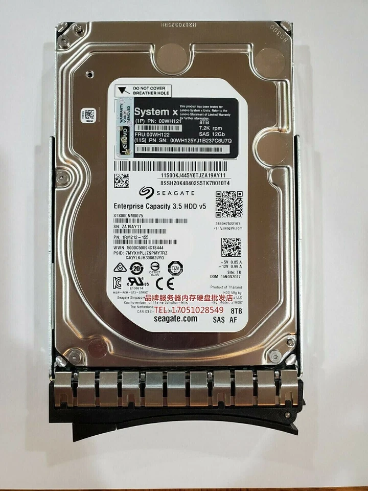 IBM LENOVO 00WH122 00WH121 00KJ445  Exos 7E8 8TB 7.2K 12Gb SAS 3.5" HDD - Image 2 of 3