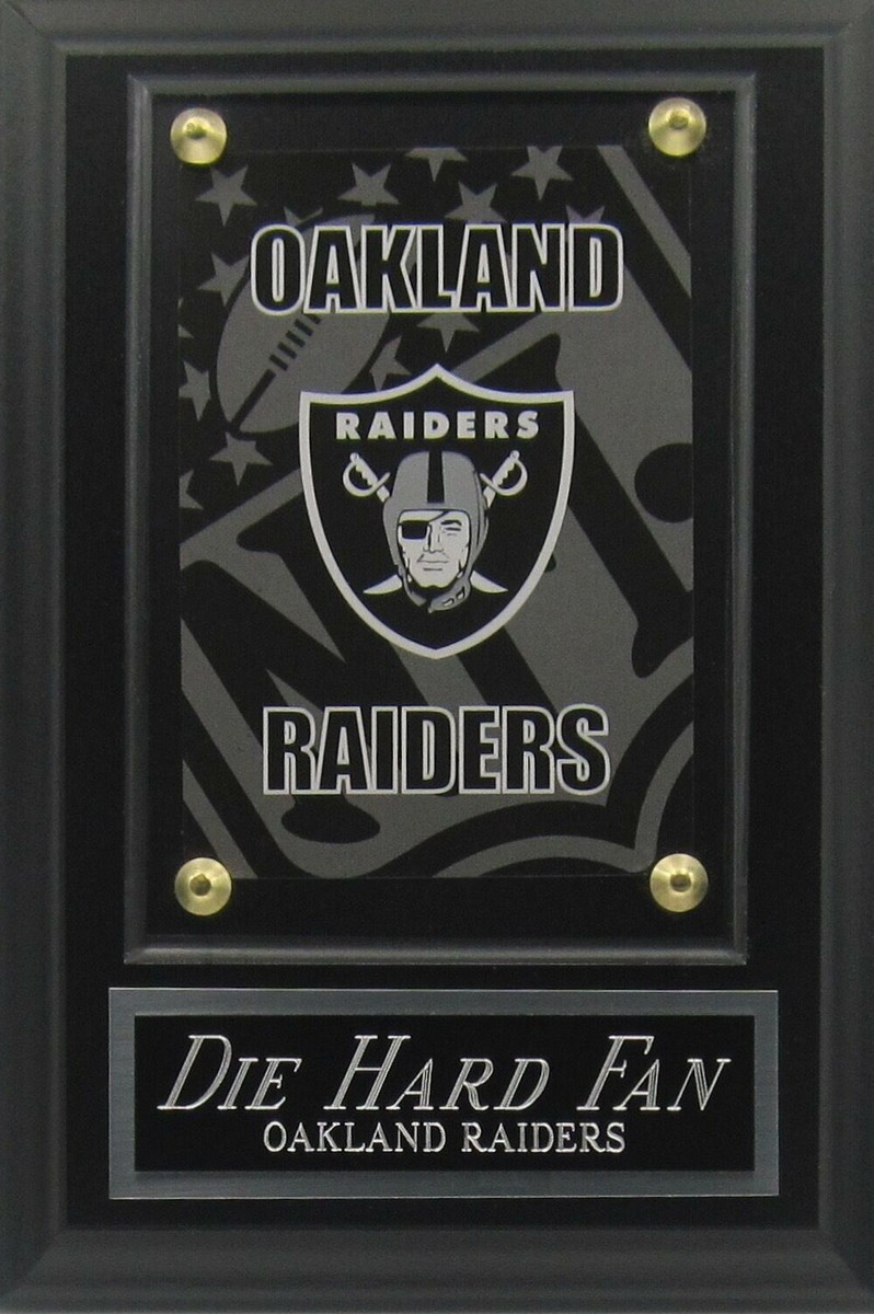 DIE HARD FAN OAKLAND RAIDERS LOGO CARD PLAQUE FOR YOUR MAN CAVE