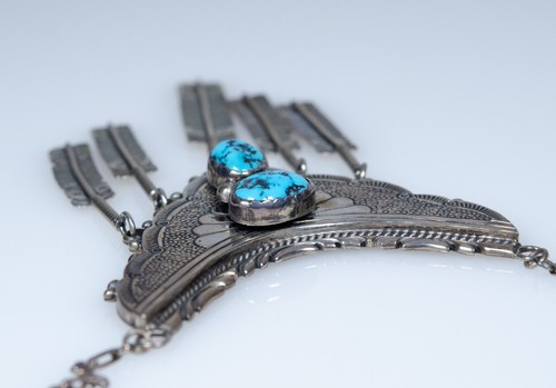 Argento - Vintage Collier Con Turchesi - Lee Thompson - Navajo, Gioielli Indiani - Foto 6 di 10