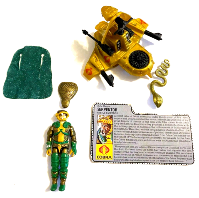 VINTAGE 1980'S G.I. JOE SERPENTOR 99% COMPLETE WITH AIR CHARIOT
