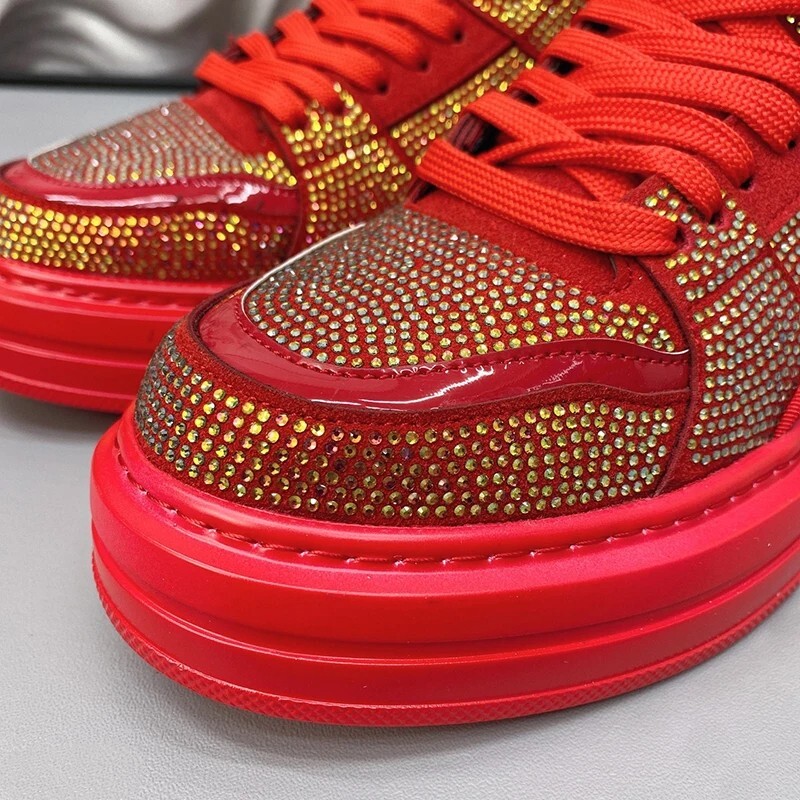 New Men Luxury Rhinestones Fashion Thick Bottom Sneakers  display picture 3
