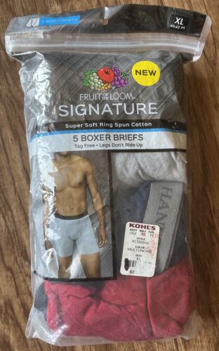 Fruit Of The Loom 5 Pack Mens Boxer Briefs Underwear XL 40-42