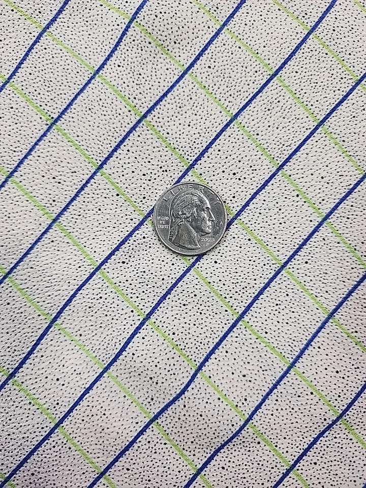 Stamped Beige Windowpane Blue Green Plaid Crepe Fabric 38.5"w X 60" 1.6yd Vtg - Image 4 of 4