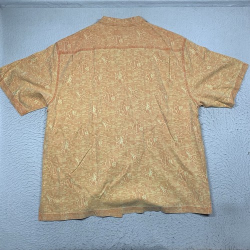 Nat Nast Shirt Silk Mens XL Orange Cocktail Jacquard Button Up Short Sleeve - Picture 5 of 8