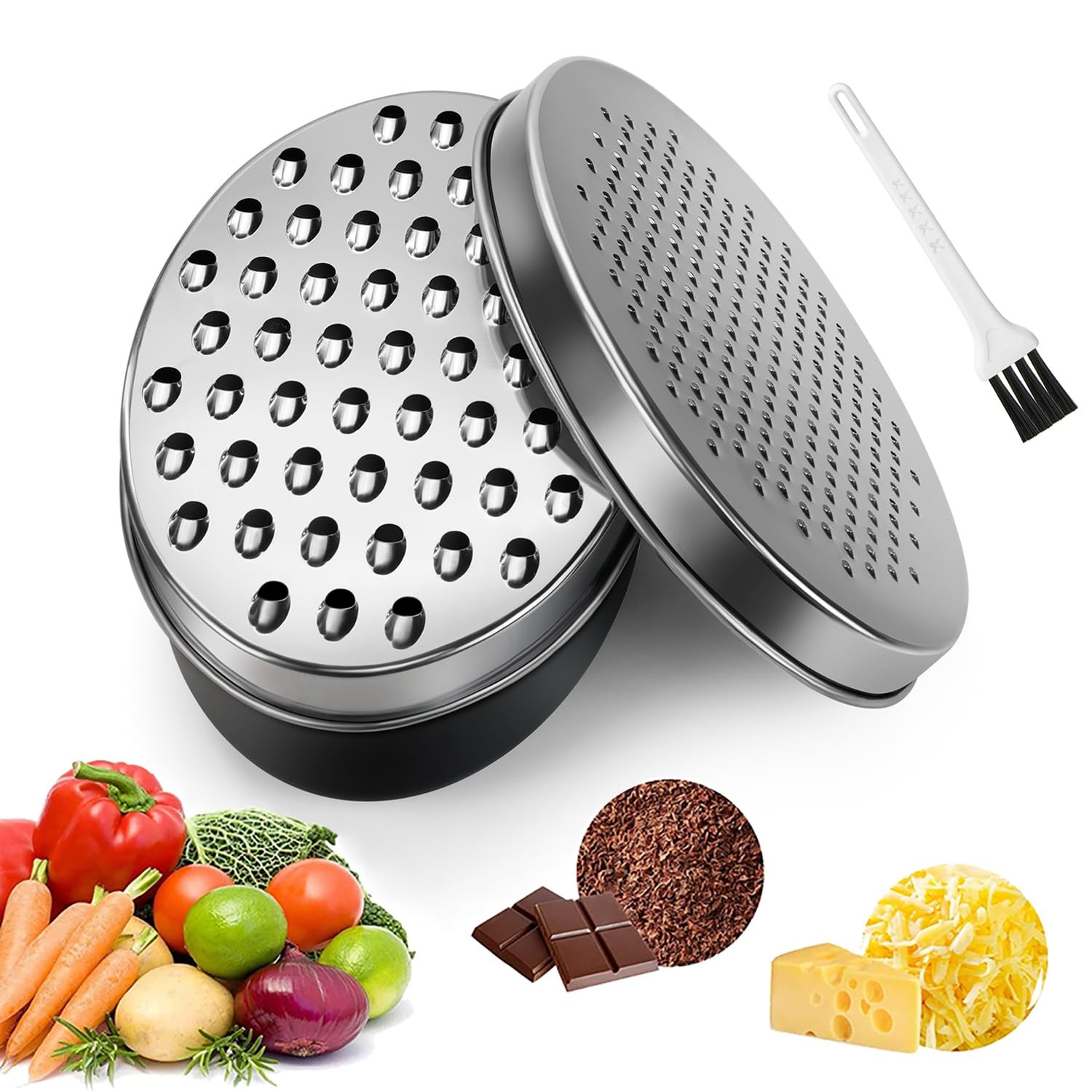 Cheese Grater with Container, Graters for Kitchen 2 Size Black