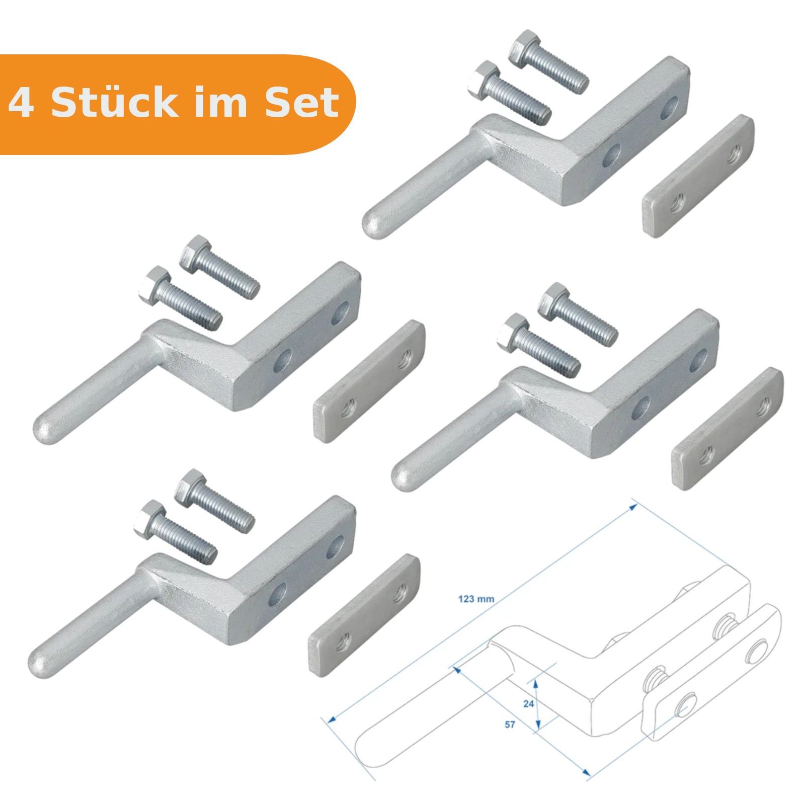 4x Bordwandscharnier Anhänger Stellbordwandscharnier Alu-Bordwandprofile Set