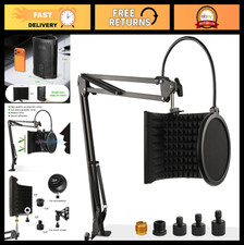 Foldable Microphone Isolation Shield with Stand Pop Filter - Soundproof Studio