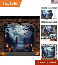 Enchanting 7 x 8 ft Halloween Garage Door Cover - Easy to Hang  Reusable