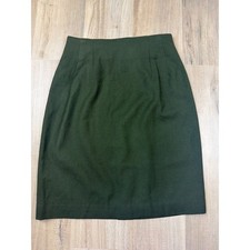 Vintage Adolfo International Forest Green 100% Wool Pencil Skirt Size 12 NWOT