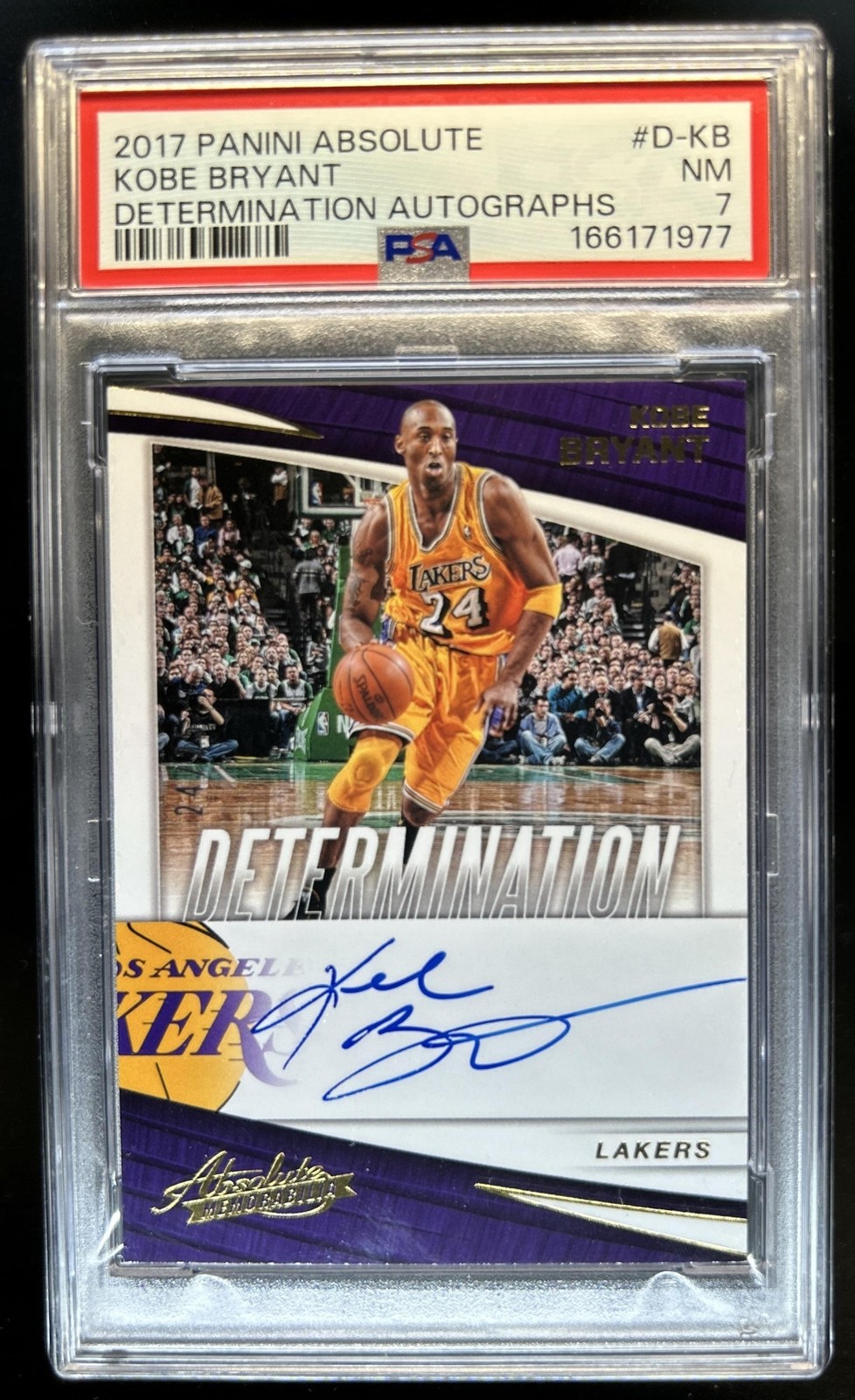 2017-18 Panini Absolute Kobe Bryant Determination Auto Jersey # #24/25 PSA 7