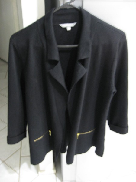 SUZANNEGRAE BLACK 3/4 SLEEVE OPEN CARDIGAN WITH ZIP DETAIL SIZE S