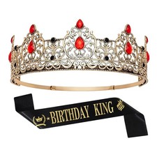 Birthday King Crown and Sash for Men Birthday Prop Decoration Party Costume