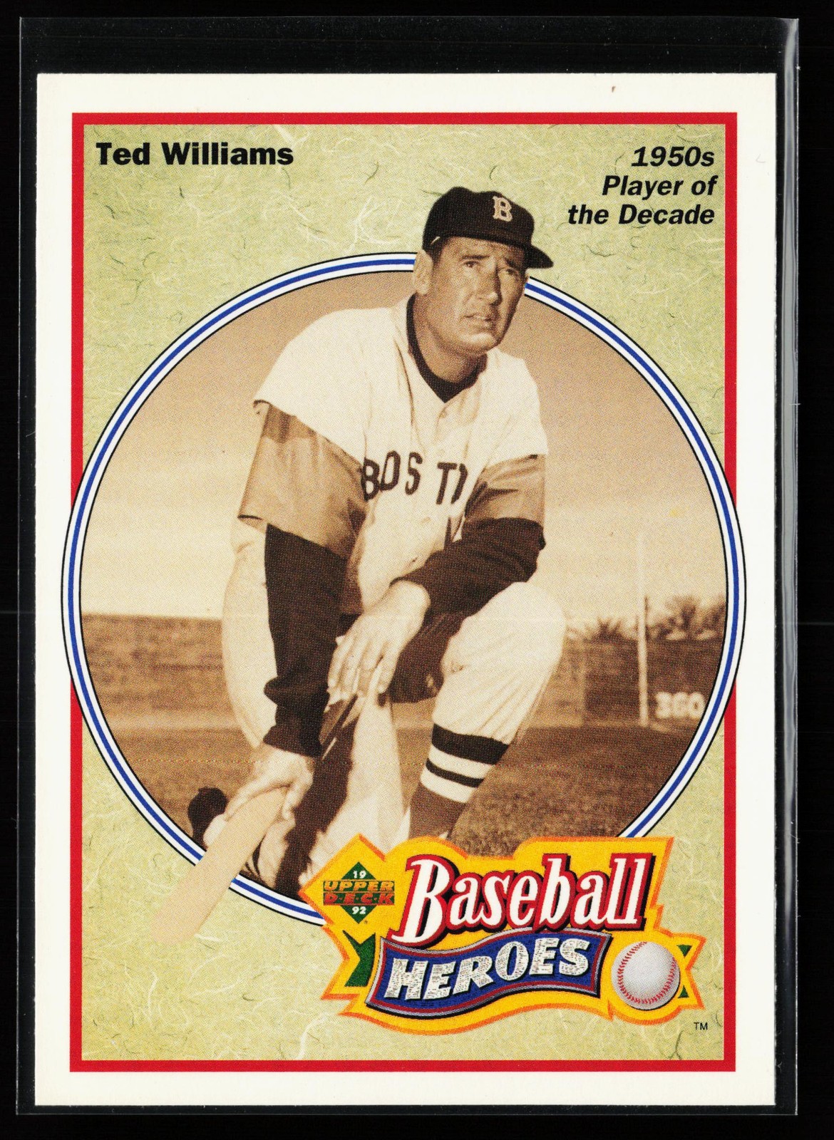 Ted Williams 1992 Upper Deck Baseball Heroes: Ted Williams Box Bottoms Red Sox