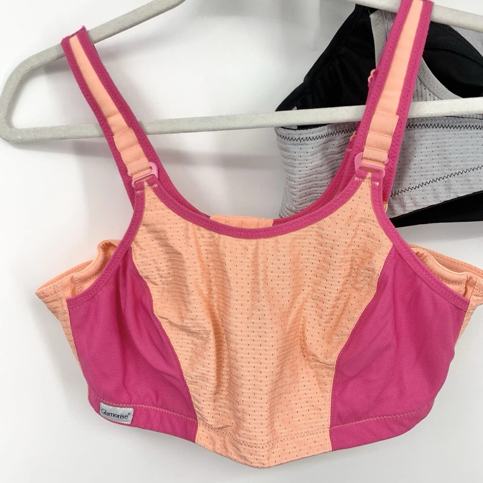 Lote de 2 sujetadores Glamorise para mujer talla 42C gris rosa 1166 control personalizado deportivo Foto 3 de 4