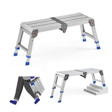 Loyoda Folding Work Platform for Adults, Aluminum Foldable Step Stool Adjusta...