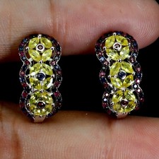 925 Sterling Silver Earrings Marquise Yellow Sapphire Ceylon Gemstone Jewelry