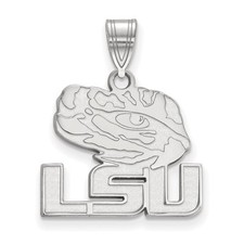 14k White Gold LogoArt Louisiana State University L-S-U Tiger Eye Medium Pendant