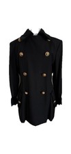 Auth.MOSCHINO CHEAP CHIC Vint.90Black Wool Military Double Breasted Jacket S.46