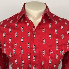 Vtg Wrangler Shirt Mens Southwestern Print AOP Western Cowboy Cut Medium 15 33