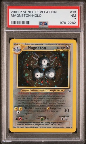 Magneton 10/64 ❗DOUBLE HOLO Error Neo Revelation Rare PSA 7 Vintage Pokemon Card