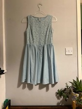 Belle Size Medium Light Blue Lace Button Dress Summer Spring Flowers Sleeveless