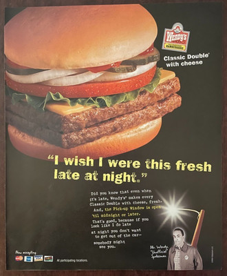 2004 Wendy's Hamburger Classic Double With Cheese Print Ad