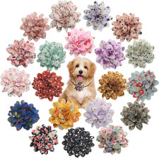 20Pcs Dog Collar Flowers, Pet Bow Ties Multi-Color Dog Collar Flowers and Bows G