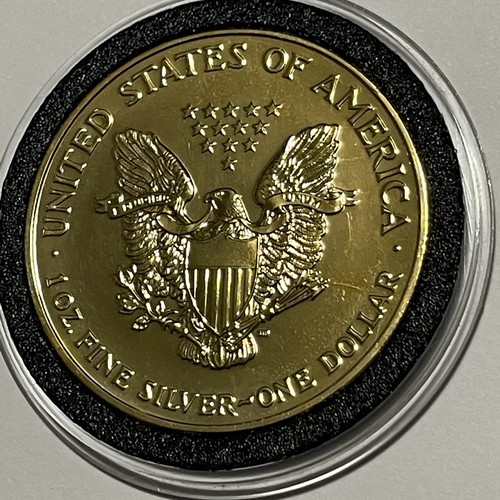 2006 ASE American Eagle 24k Gold Gilded on Silver Coin 1 Troy Oz .999 Fine Round - Bild 10 von 15