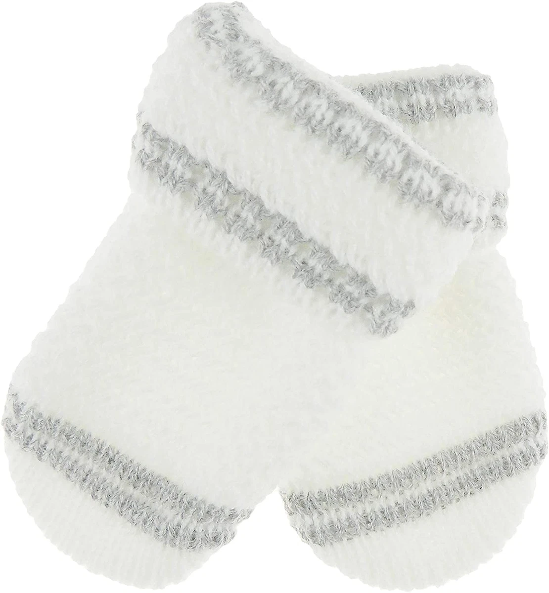 Warm Winter Knit Mittens for Kids – Unisex 0-6 Months Grey/White