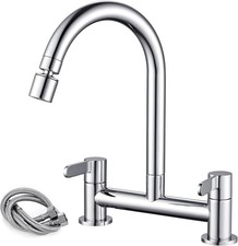 Kitchen Mixer Taps 2 Hole with 2 Function Aerator Kitchen Sink Mixer Taps Dual