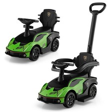 Costzon 3 in 1 Licensed Lamborghini Stroller Sliding Walking Car Green w/Handle