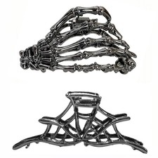 2 Pcs Skull Hands Metal Hair Clips Large Spider Claw Clip Gothic Jewelry Blac...