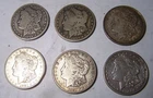 Lot of 6 Circulated Morgan Silver Dollars - 1896 O - 1921 S
