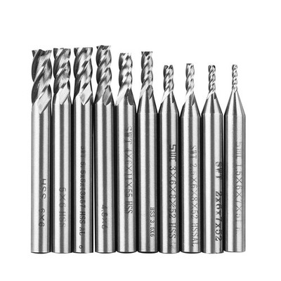 10 Pieces HSS End Mill, 4 Flute Carbide CNC Groove Cutter Metal Cutter Drill