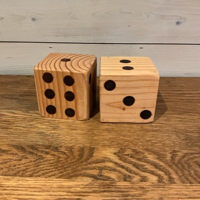 Large Wood Dice 3 1/2  Set Two - Outdoor Games- Easy To See- Hard To Lose Dice