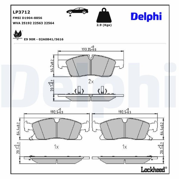 Bremsbelagsatz Scheibenbremse Delphi LP3712 FüR Jeep Cherokee 4 WK WK2 VAN CRD-image