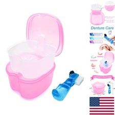 Sturdy Denture Bath Case with Convenient Mini Toothbrush Storage Solutions