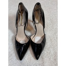 Nine West Black Patent Leather Pointed Toe DOrsay Heels Women's Size 7M