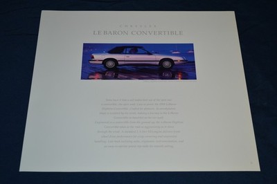 1989 Chrysler Le Baron Highline Convertible Original Dealer Auto Show Ad 89