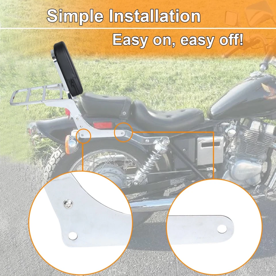 Sissy Bar Detachable Backrest with Luggage Rack For Rebel 250 CA250 CMX250 1985+ - Image 3 of 4