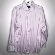 Forsyth of Canada Dress Shirt Pink Stripe 17 32/33 Men  s Non Iron Tailored Fit