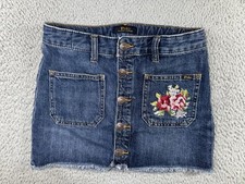 Polo Ralph Lauren Skirt Girls Medium 8-10 Floral Denim Embroidered Medium Wash