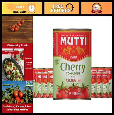 Canned Cherry Tomatoes Ciliegini 14 oz - 12 Pack, Vegan, Gluten Free, No Additiv