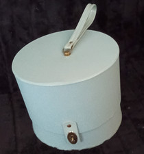 Everest Hollywood Florida Round Hat Box Case w/ Handle Latch Blue/White
