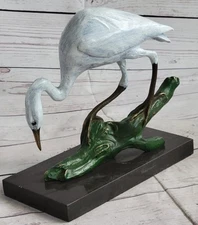 Signed Original Milo Crane Bird Bronze Art Deco Sculpture Statue Figurine Figure